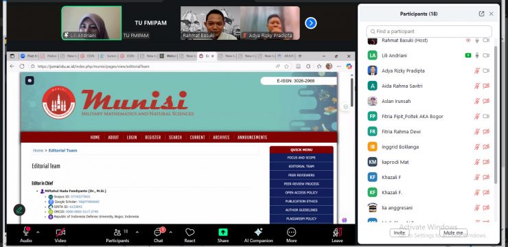 Fakultas MIPA Militer Unhan RI telah Melaksanakan Workshop Jurnal